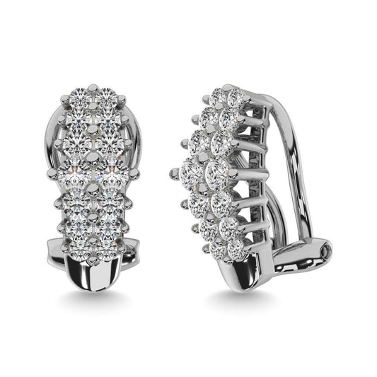 Diamond 1 1/2 ct tw Round Cut Pyramid Earrings in 14K White Gold - Larson Jewelers