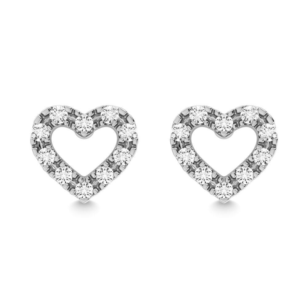 Diamond 1/20 Ct.Tw. Heart Earrings in 10K White Gold - Larson Jewelers