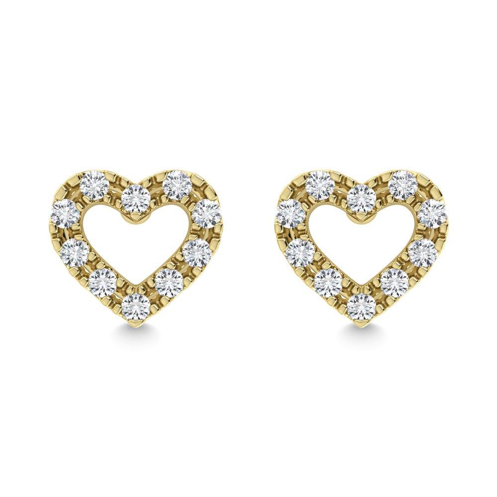Diamond 1/20 Ct.Tw. Heart Earrings in 10K Yellow Gold - Larson Jewelers