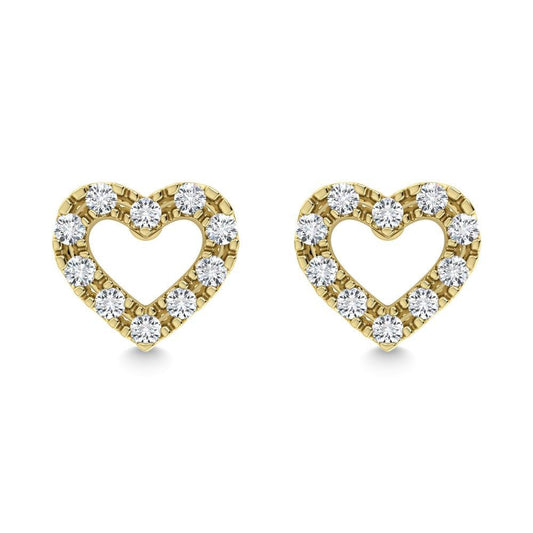 Diamond 1/20 Ct.Tw. Heart Earrings in 10K Yellow Gold - Larson Jewelers