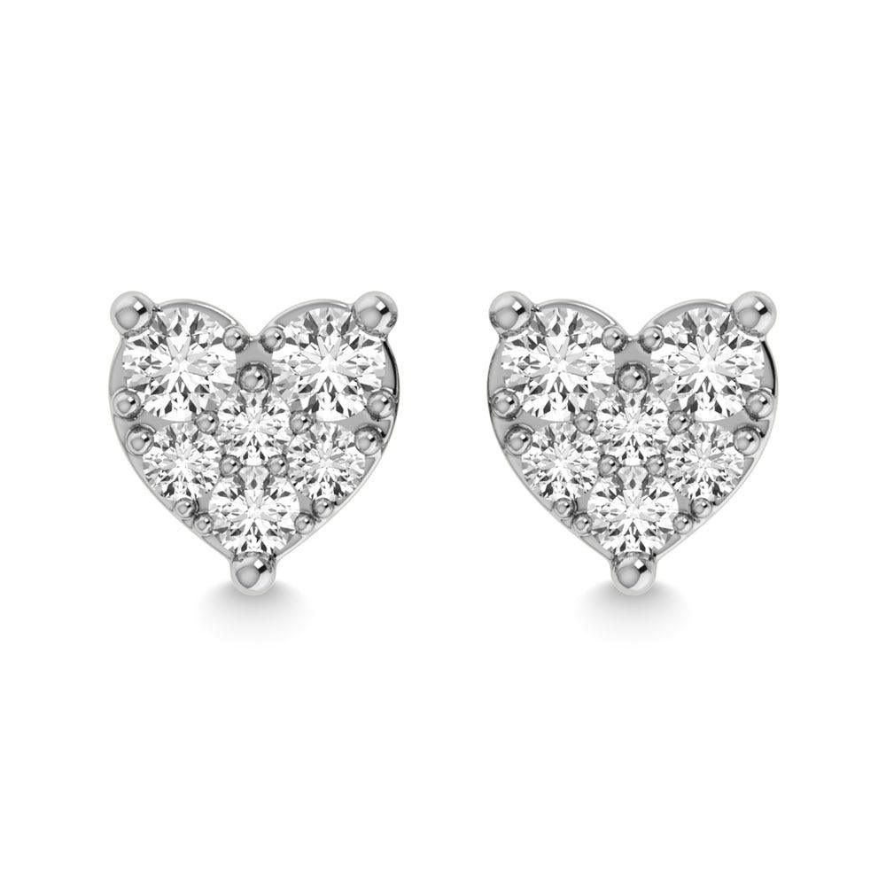 Diamond 1/5 Ct.Tw. Heart Earrings in 10K White Gold - Larson Jewelers