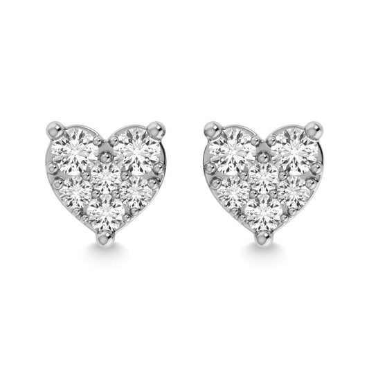 Diamond 1/5 Ct.Tw. Heart Earrings in 10K White Gold - Larson Jewelers