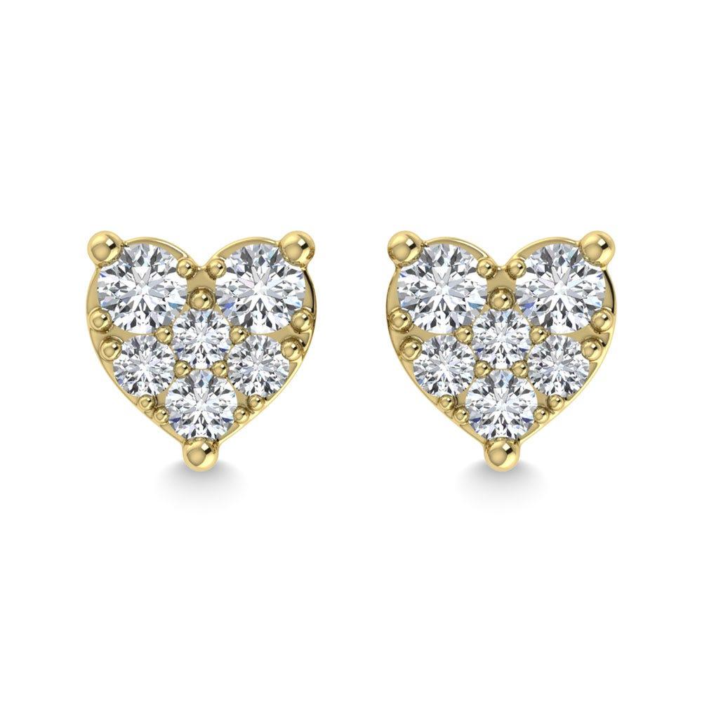 Diamond 1/5 Ct.Tw. Heart Earrings in 10K Yellow Gold - Larson Jewelers
