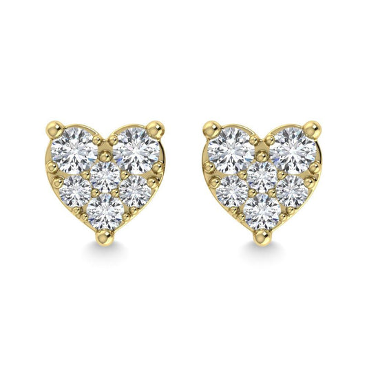 Diamond 1/5 Ct.Tw. Heart Earrings in 10K Yellow Gold - Larson Jewelers