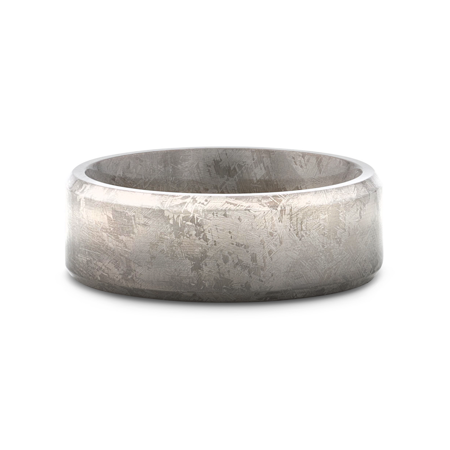 ASTRAIOS Flat Titanium Ring with Beveled Edges and Meteorite Pattern - 8mm
