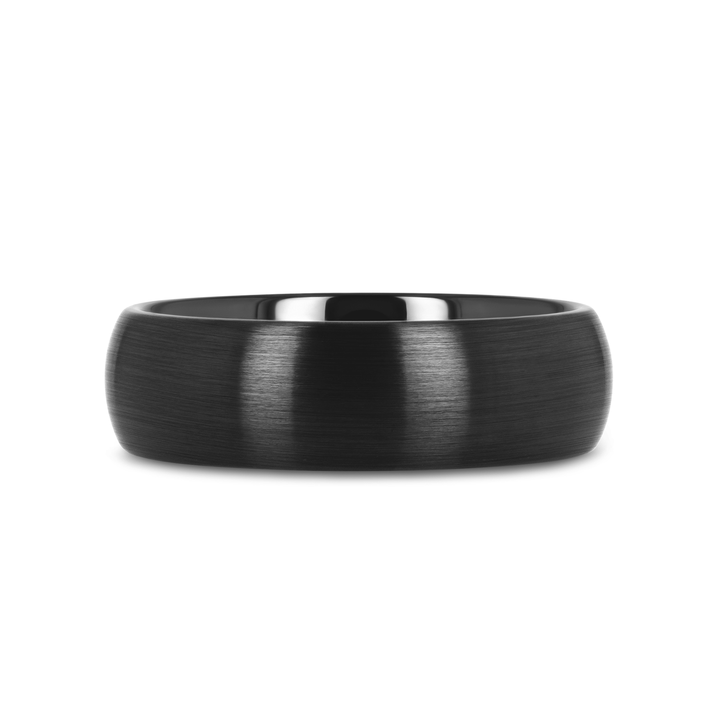 ATTOR Domed Brush Finished Black Ceramic Wedding Band - 2mm - 6mm