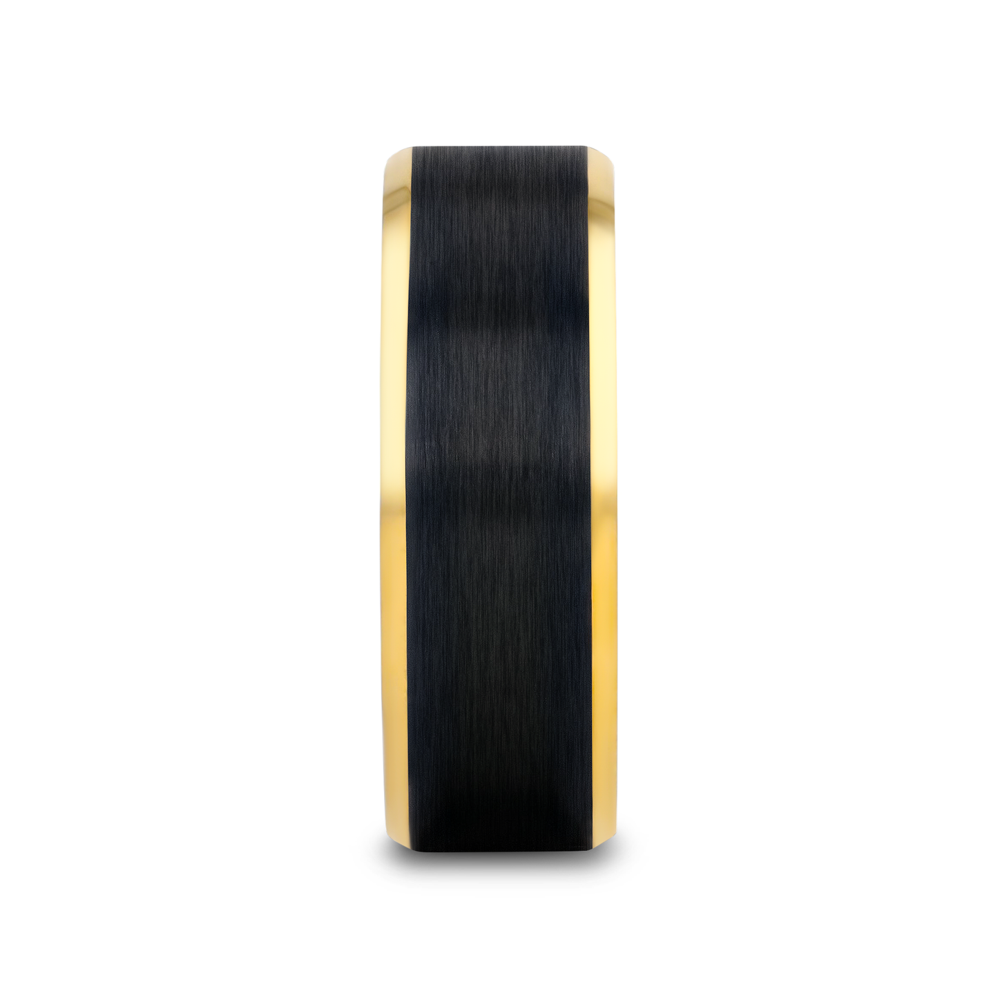 BEAUMONT Gold Plated Titanium Polished Beveled Ring with Brushed Black Center - 8mm