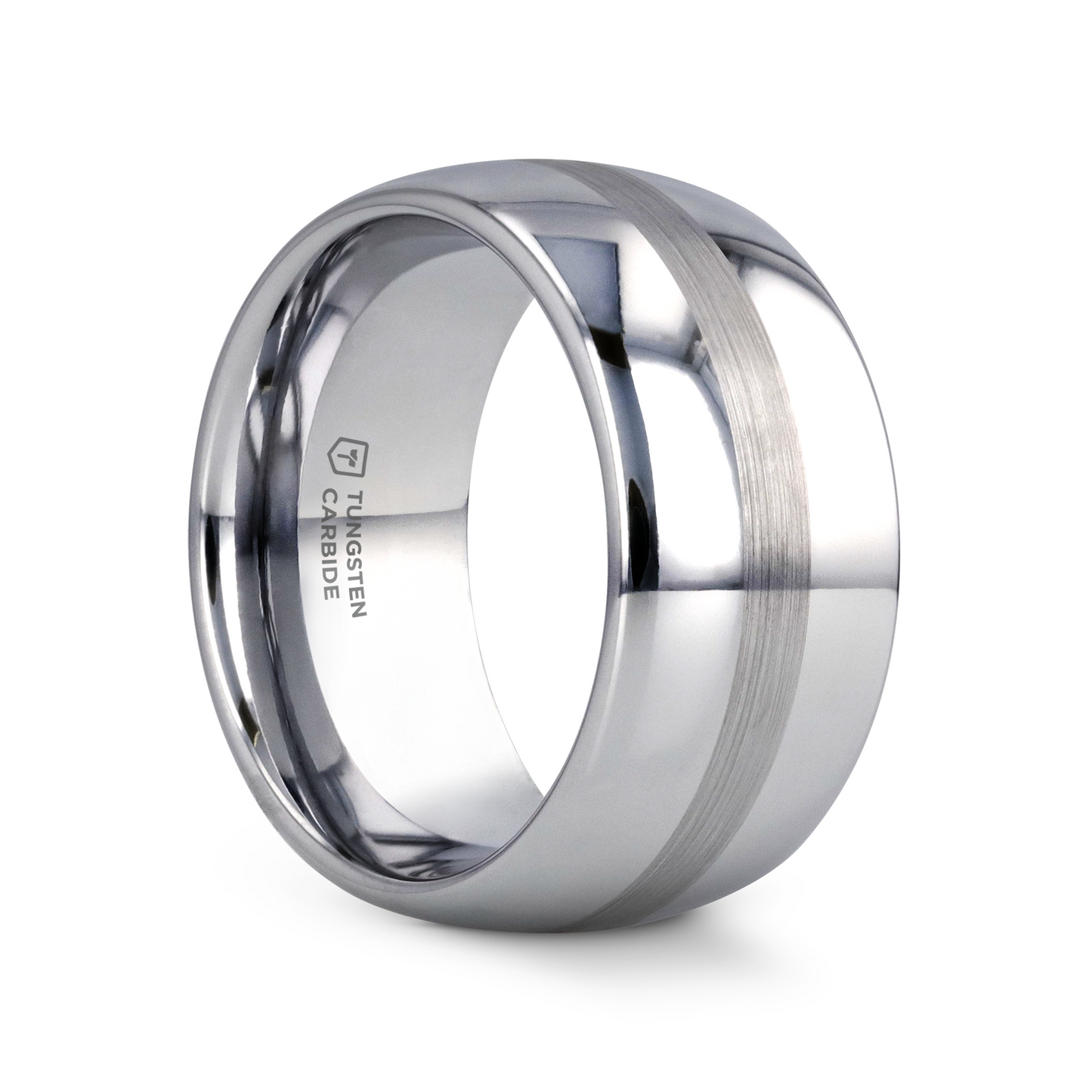 BELLATOR Domed with Brushed Stripe Tungsten Wedding Ring - 8mm - 12mm