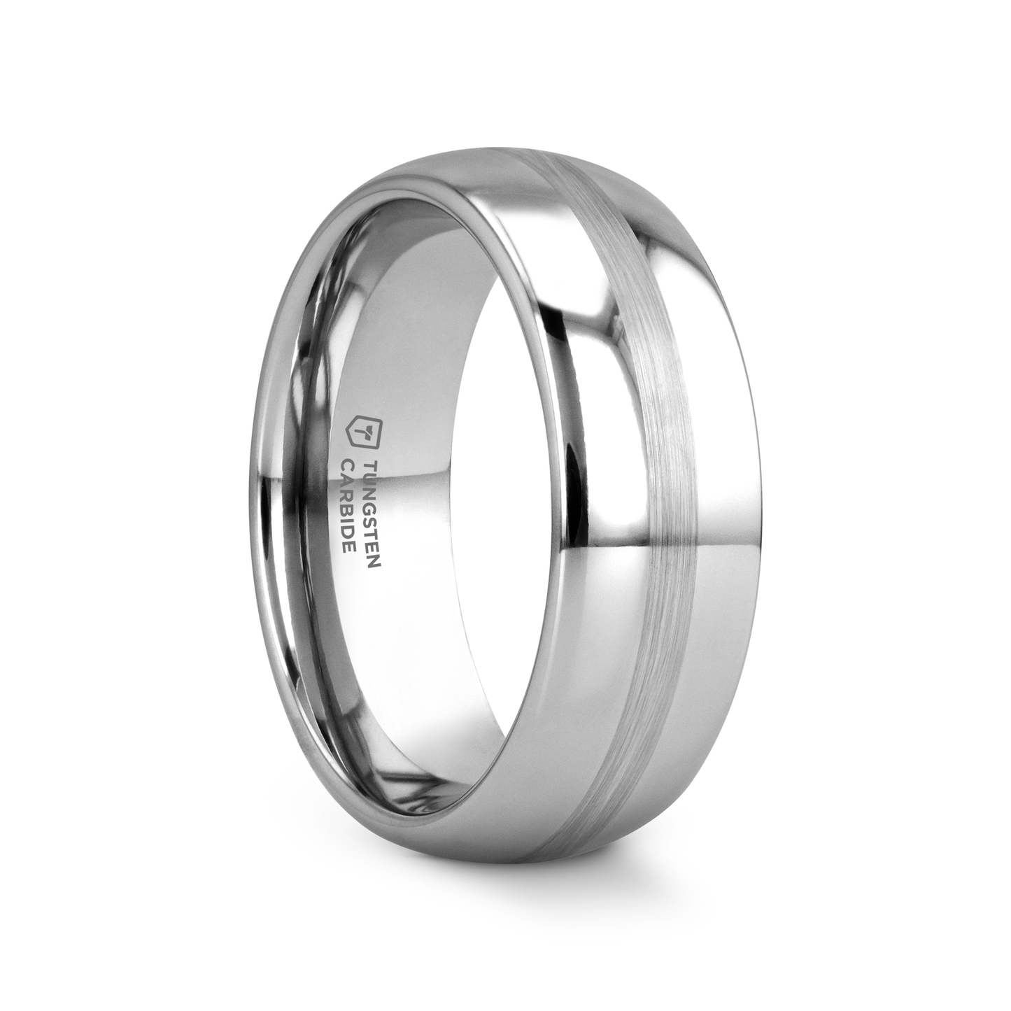 BELLATOR Domed with Brushed Stripe Tungsten Wedding Ring - 8mm - 12mm