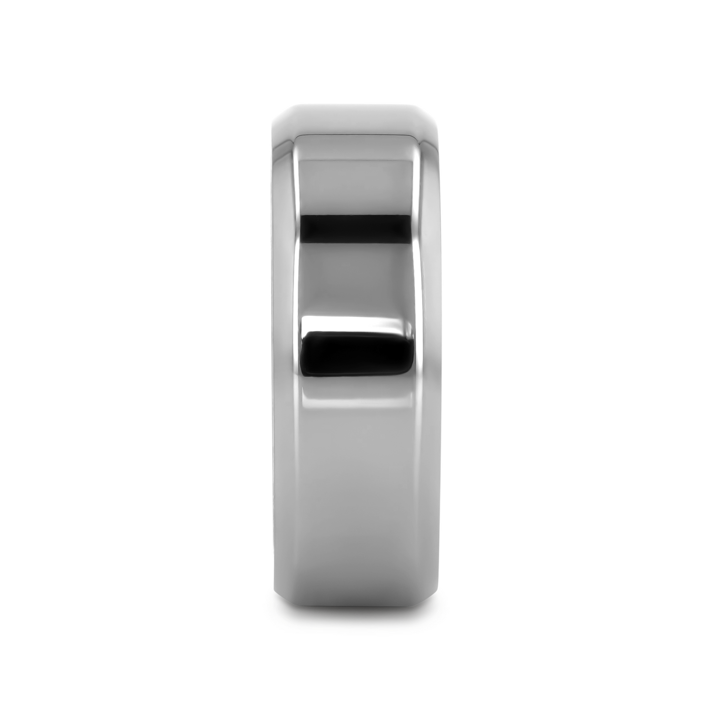 CORONAL Men’s Polished Finish Beveled Edges Titanium Wedding Ring with Raised Center - 6mm & 8mm
