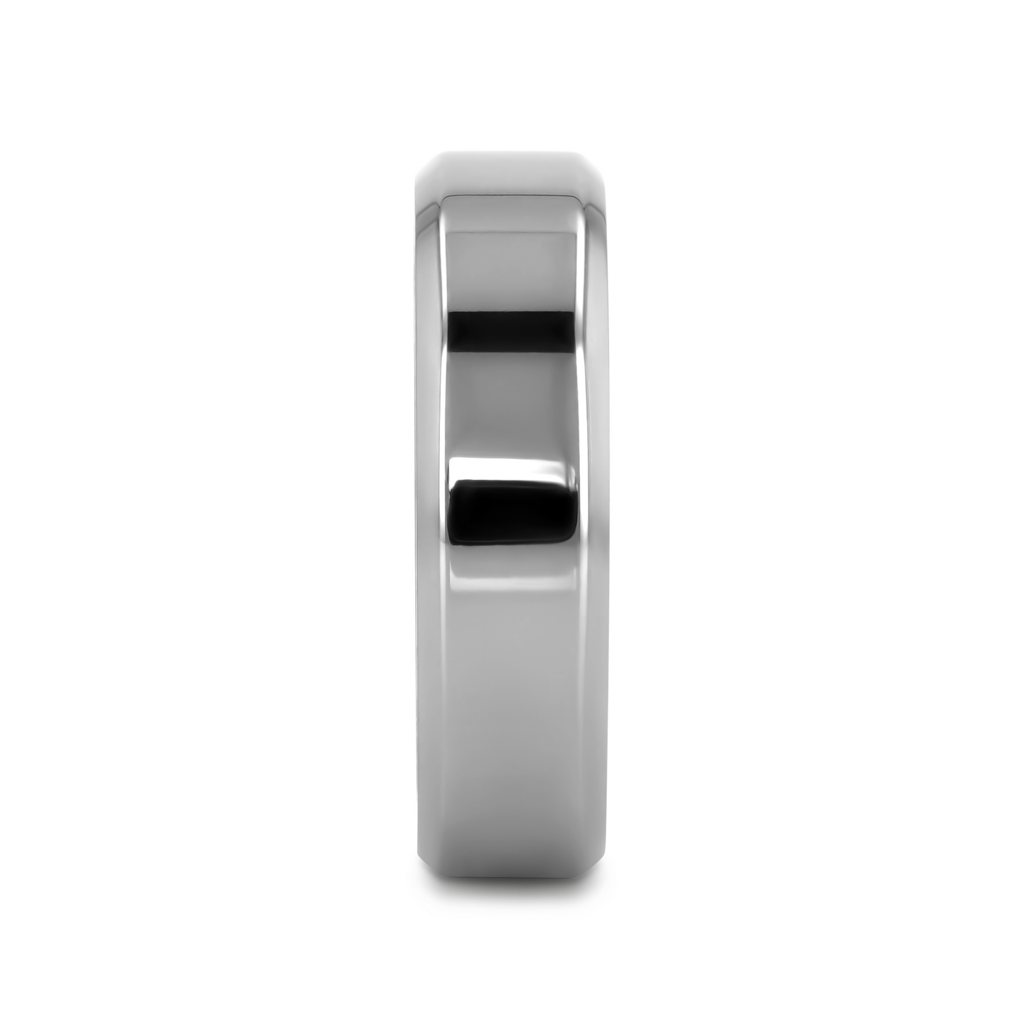 CORONAL Men’s Polished Finish Beveled Edges Titanium Wedding Ring with Raised Center - 6mm & 8mm