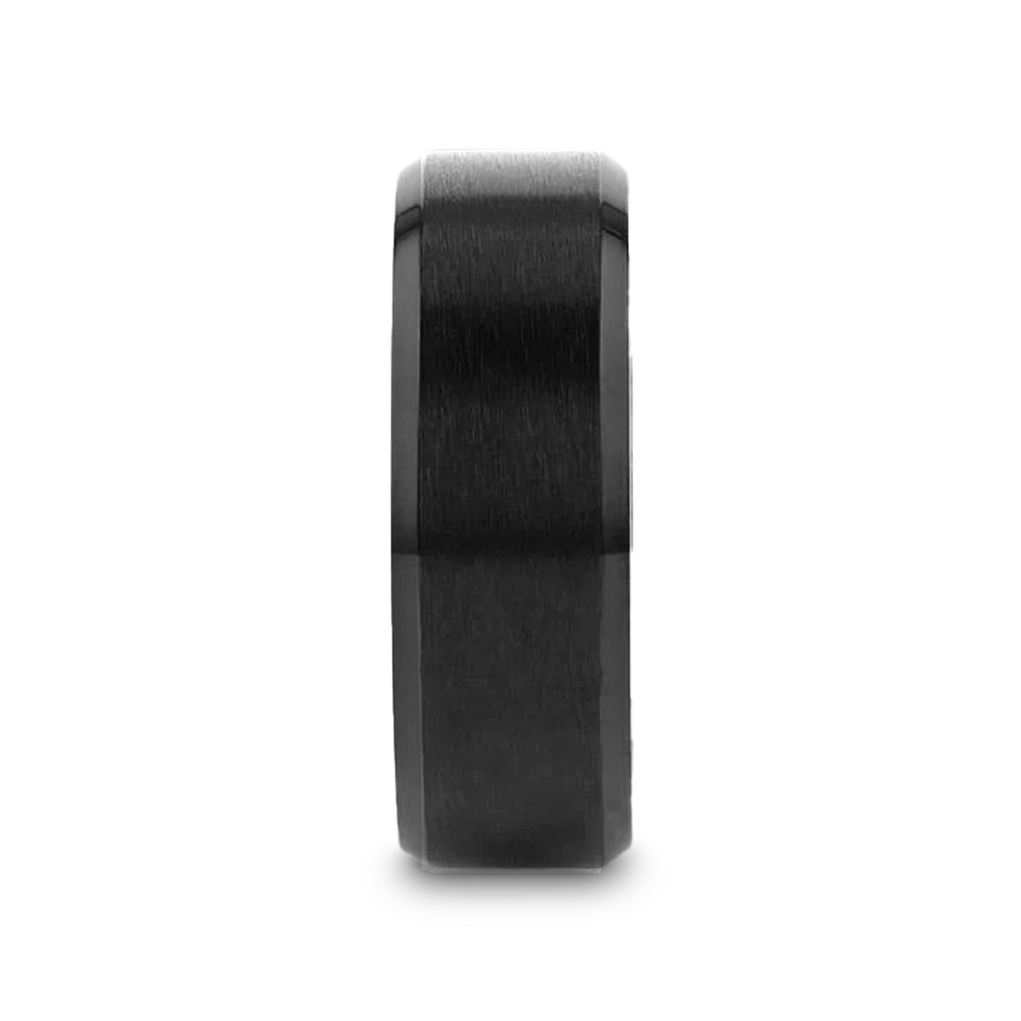 ELYSIAN Black Titanium Ring with Polished Beveled Edges and Brush Finished Center - 8mm