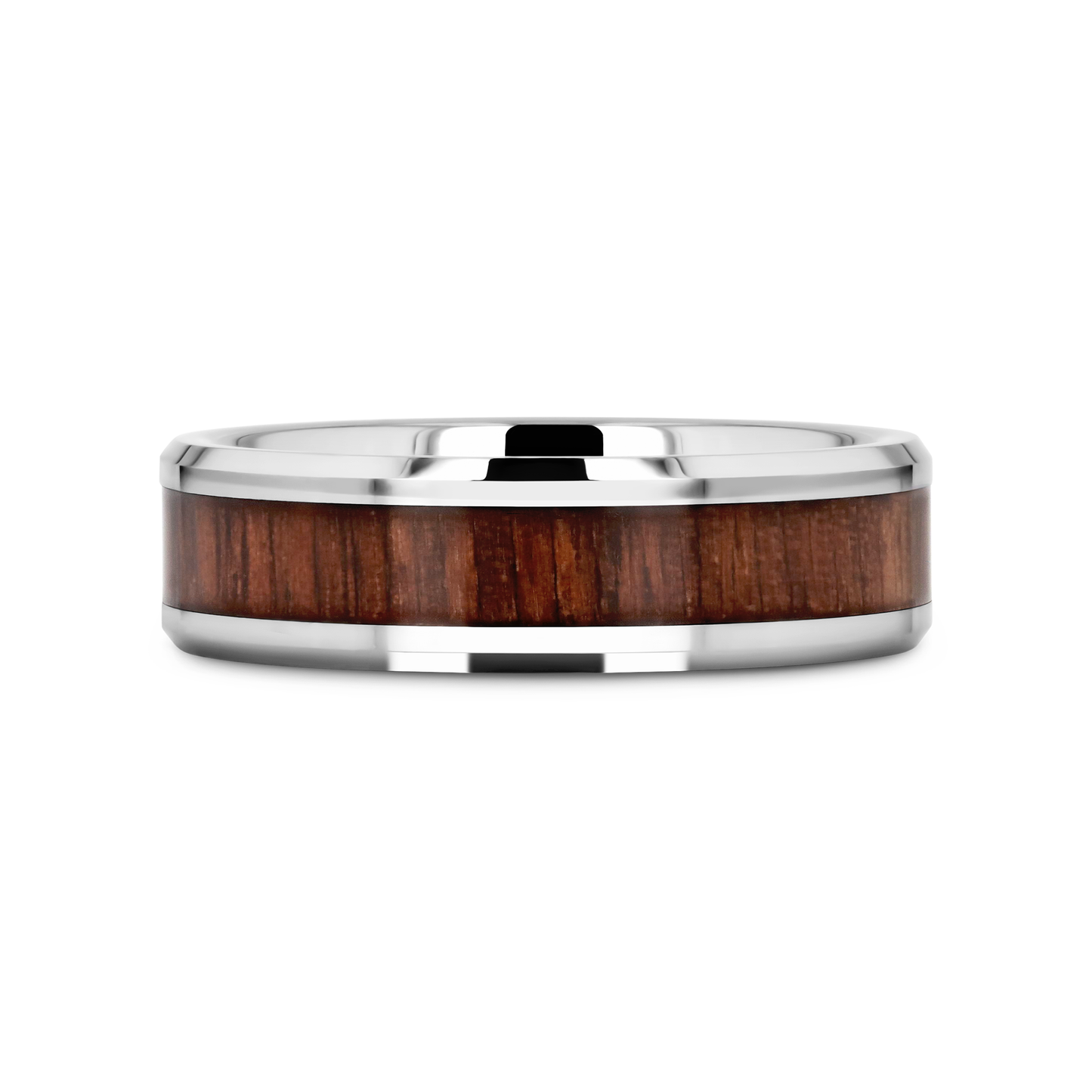 HALIFAX Tungsten Wedding Band with Bevels and Black Walnut Wood Inlay - 8mm - 12mm
