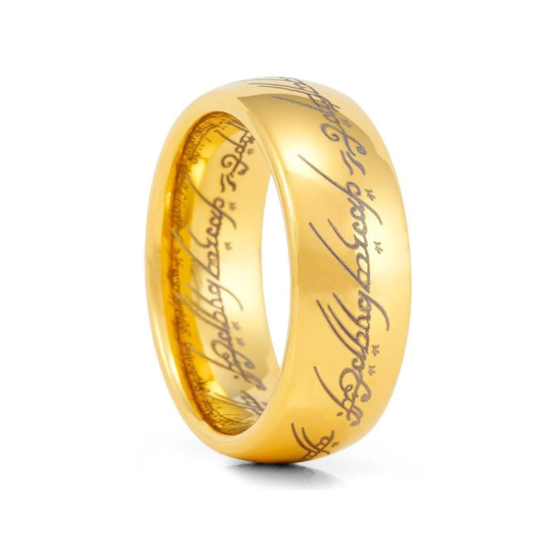 LOTR Lord Of The Rings Gold Plated Tungsten The One Engraved Sauron's Band - 4mm - 10mm