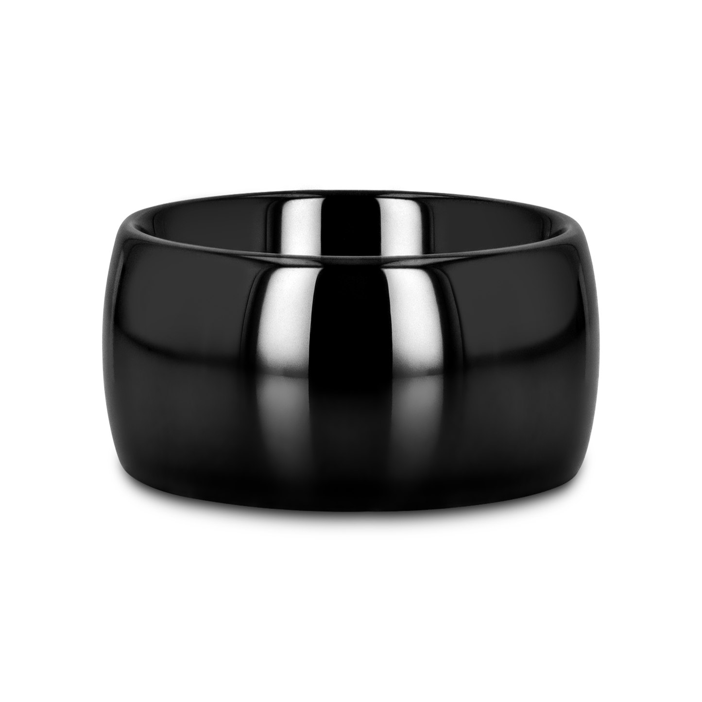 LANDON Domed Polish Finished Black Ceramic Ring - 8mm - 12mm