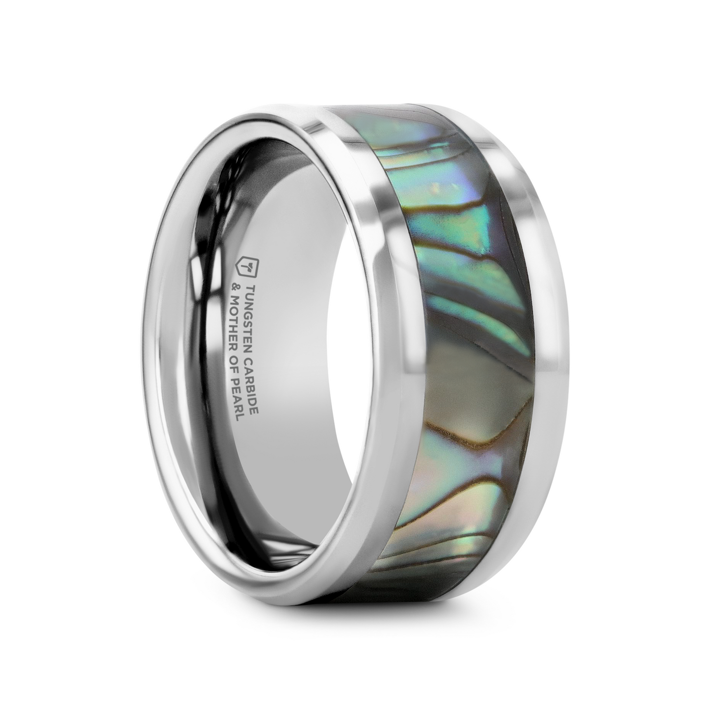 MAUI Tungsten Wedding Band with Mother of Pearl Inlay - 8mm - 10mm