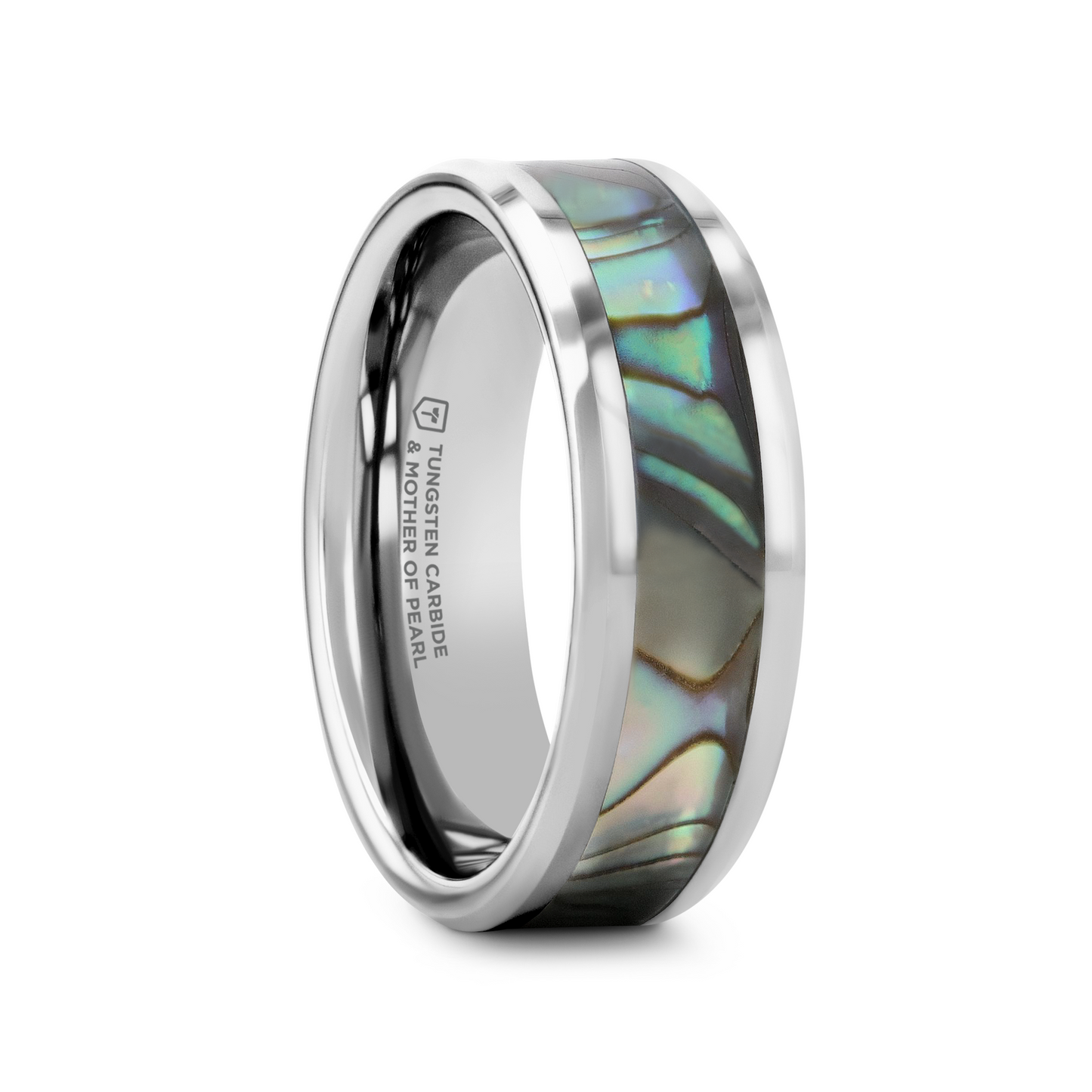 MAUI Tungsten Wedding Band with Mother of Pearl Inlay - 8mm - 10mm