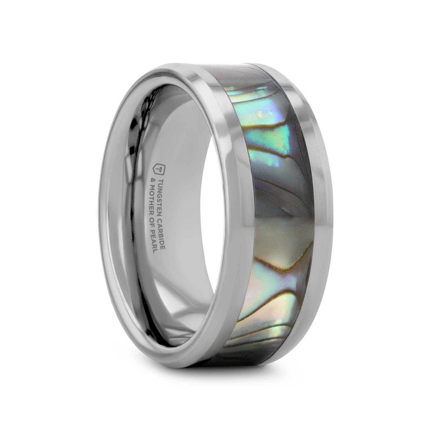MAUI Tungsten Wedding Band with Mother of Pearl Inlay - 8mm - 10mm