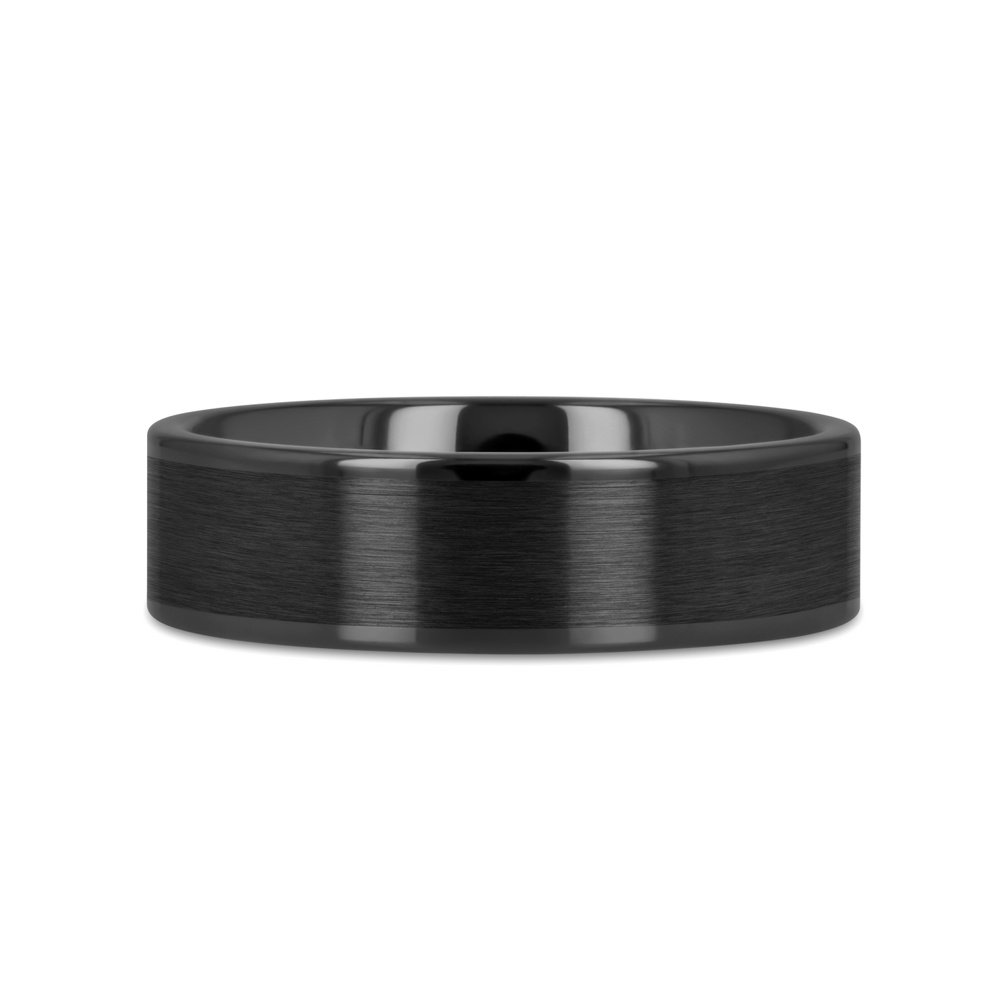 OCTAVIUS Flat Black Ceramic Ring with Brushed Center & Polished Edges - 4mm - 6mm