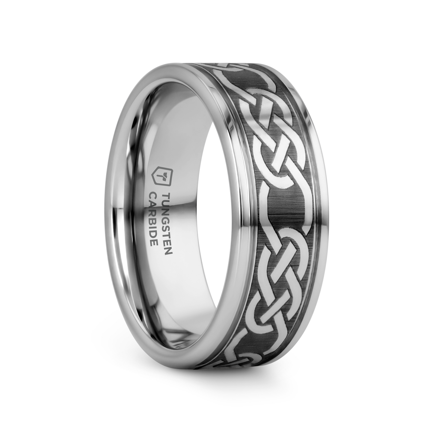 PALATINE Laser Engraved Tungsten Ring with Celtic Pattern - 6mm - 10mm