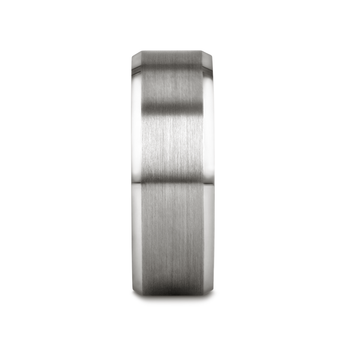 PETERSBURG Brushed Center White Tungsten Ring with Beveled Edges - 4mm - 10mm