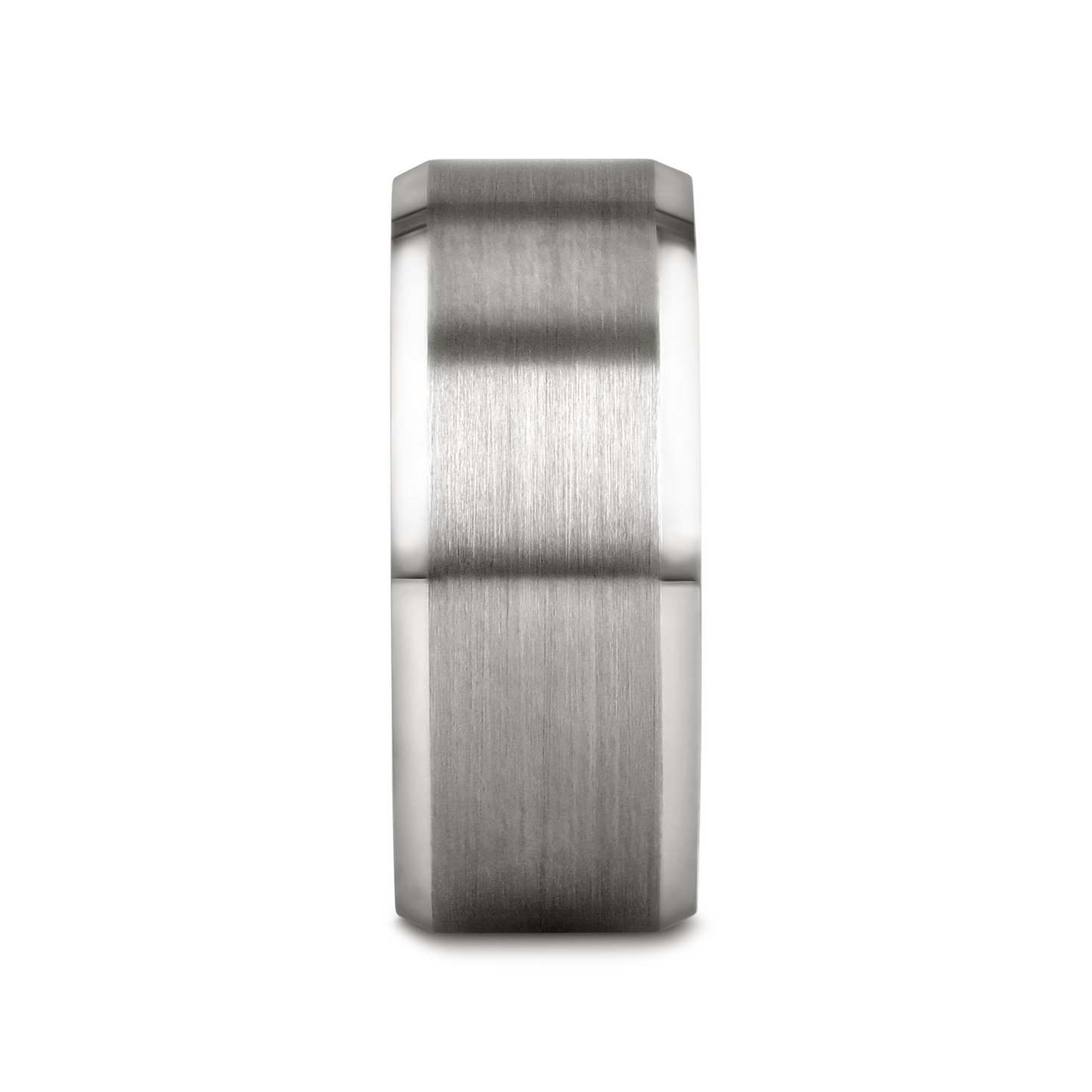 PETERSBURG Brushed Center White Tungsten Ring with Beveled Edges - 4mm - 10mm