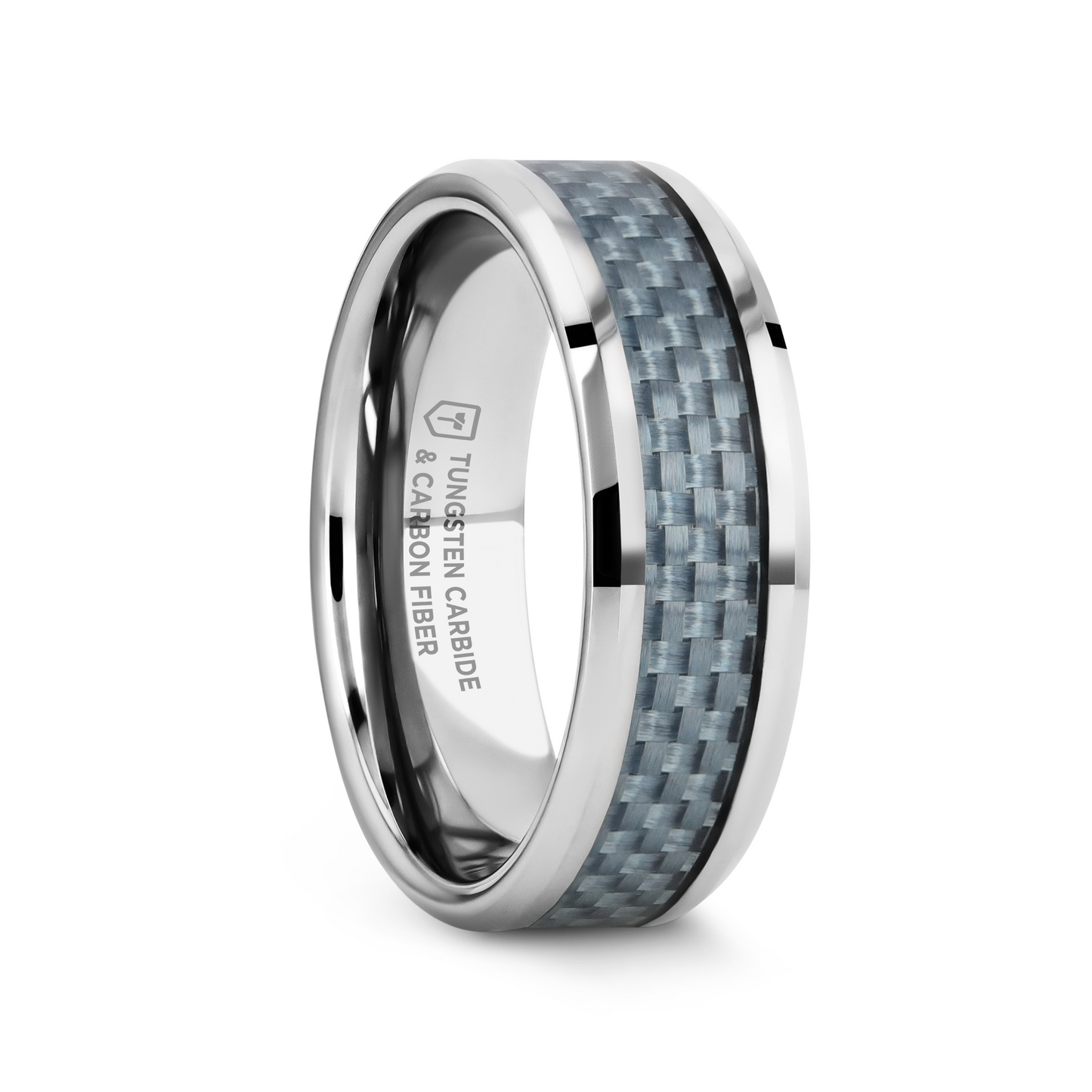 AUGUSTUS Blue Carbon Fiber Inlay Tungsten Carbide Band - 4mm - 10mm