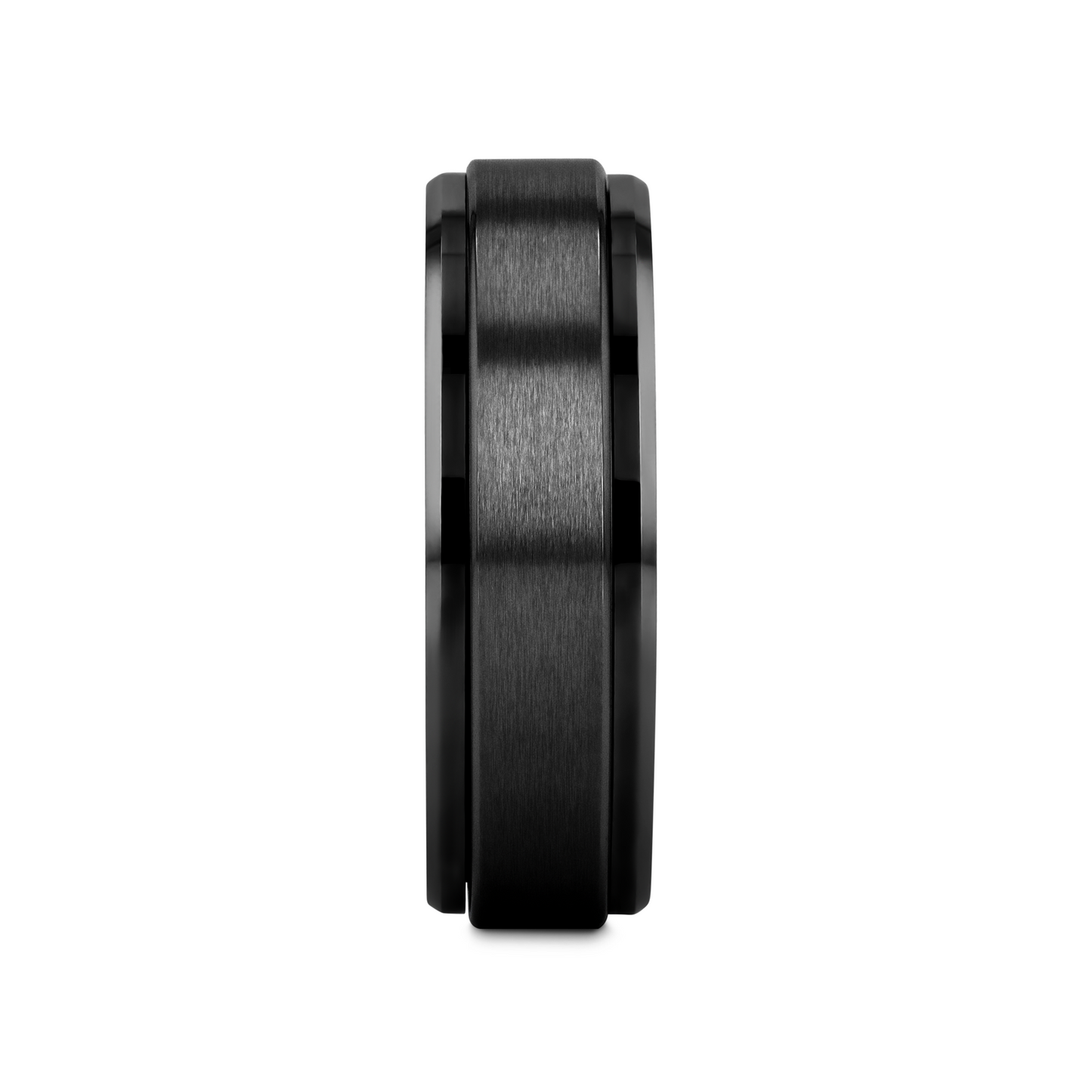 REVOLVE Black Tungsten Brushed Finish Spinner Polished Base Spinning Band - 6mm & 8mm