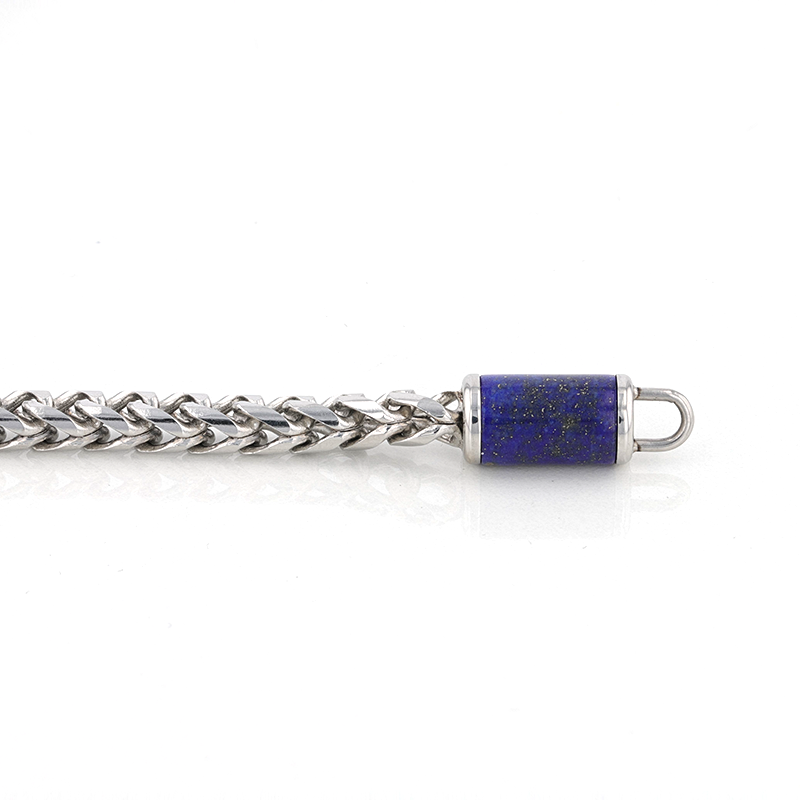 Stainless Steel Bracelet With Lapis Inlay