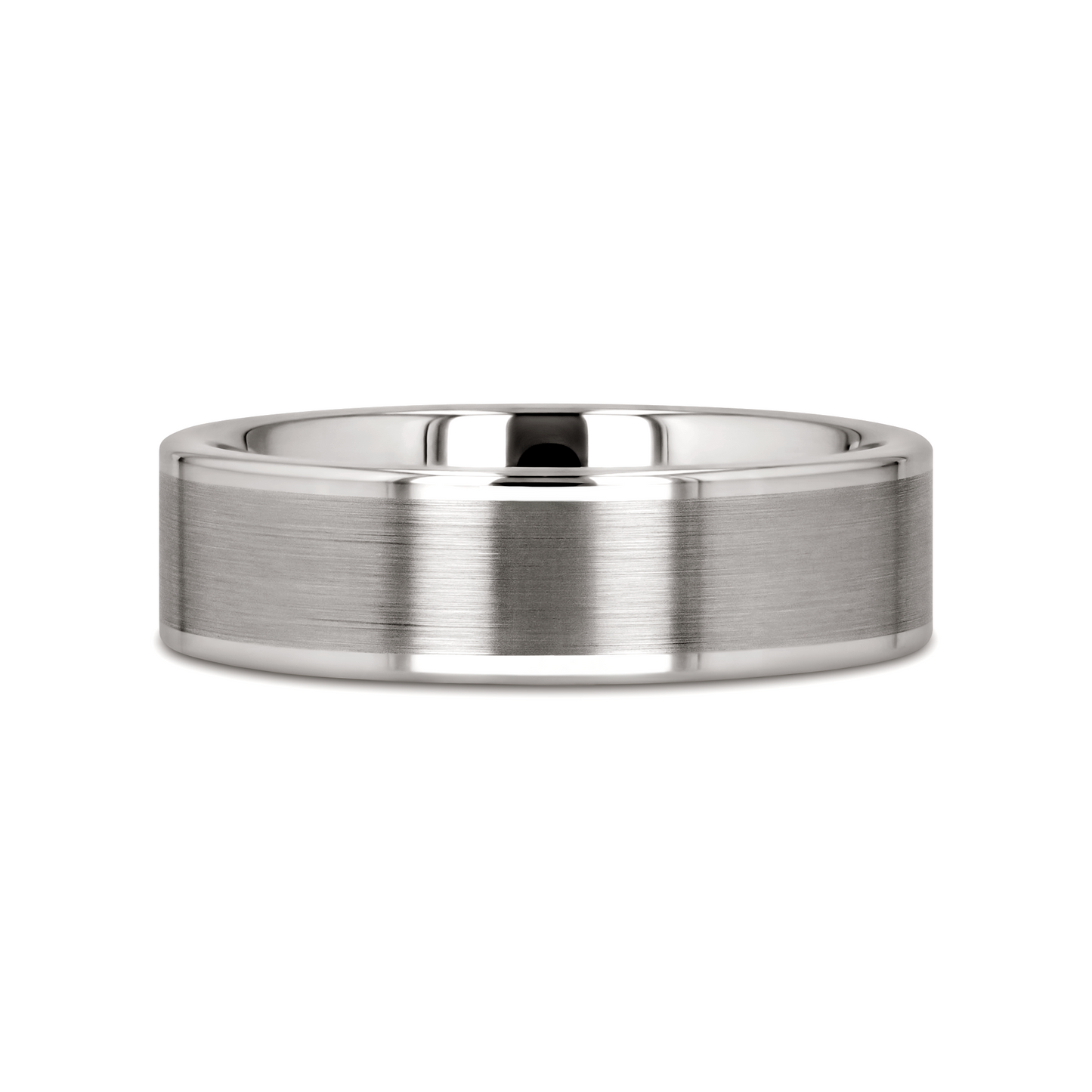 WAYNE Flat White Tungsten Wedding Band with Brushed Finished Center - 4mm - 8mm