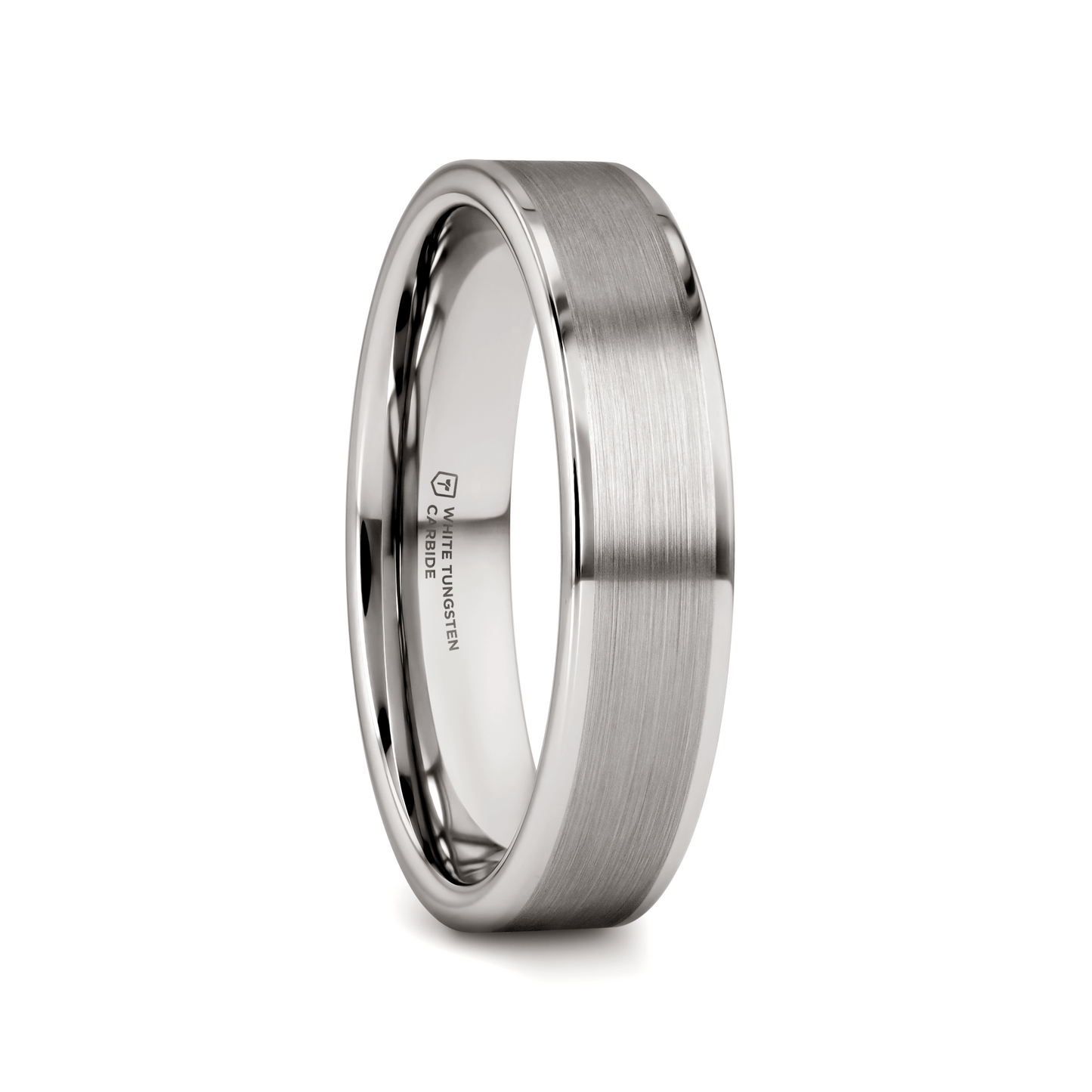WAYNE Flat White Tungsten Wedding Band with Brushed Finished Center - 4mm - 8mm