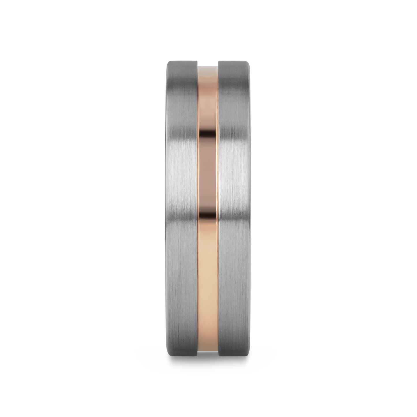 ZEUS Flat Brushed Finish Tungsten Carbide Ring with Rose Gold Plated Groove - 4mm - 10mm