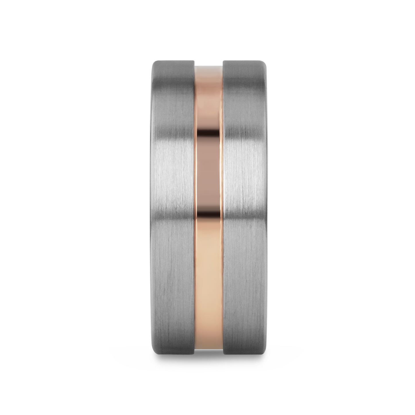ZEUS Flat Brushed Finish Tungsten Carbide Ring with Rose Gold Plated Groove - 4mm - 10mm