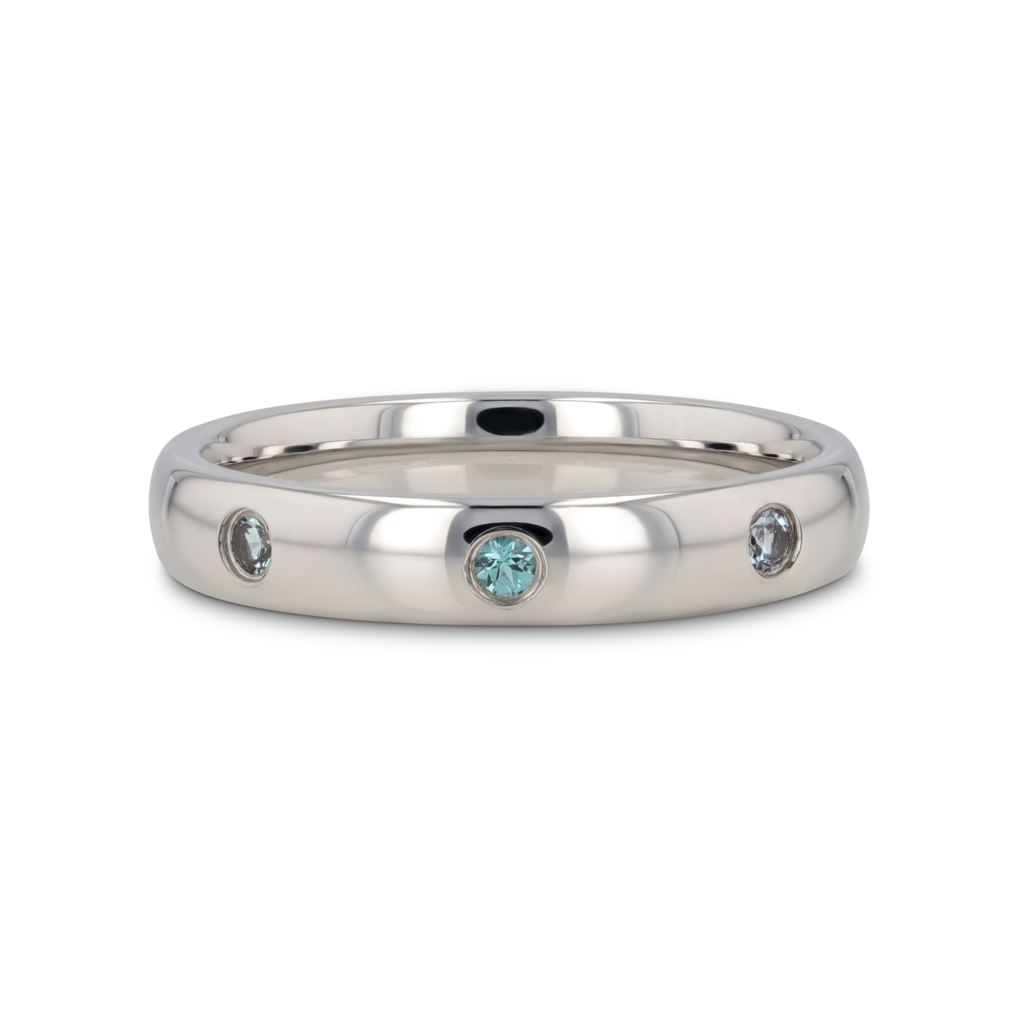 ALEX Polished Domed Tungsten Carbide Ring with Alexandrite Setting - 4mm