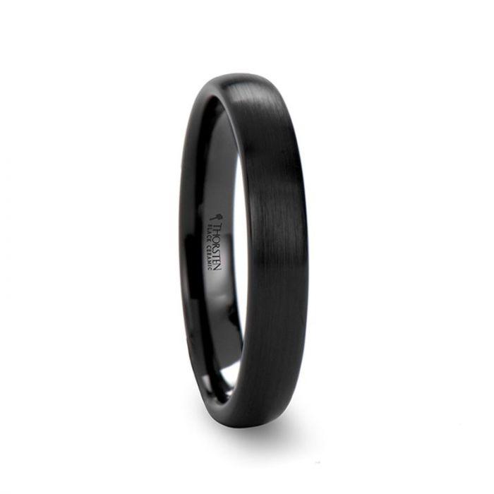 ATTOR Domed Brush Finished Black Ceramic Wedding Band - 2mm - 6mm