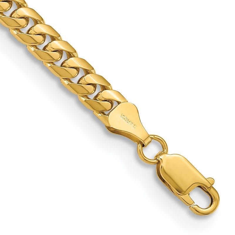 14K 9 inch 5.5mm Solid Miami Cuban Link with Lobster Clasp Chain Bracelet