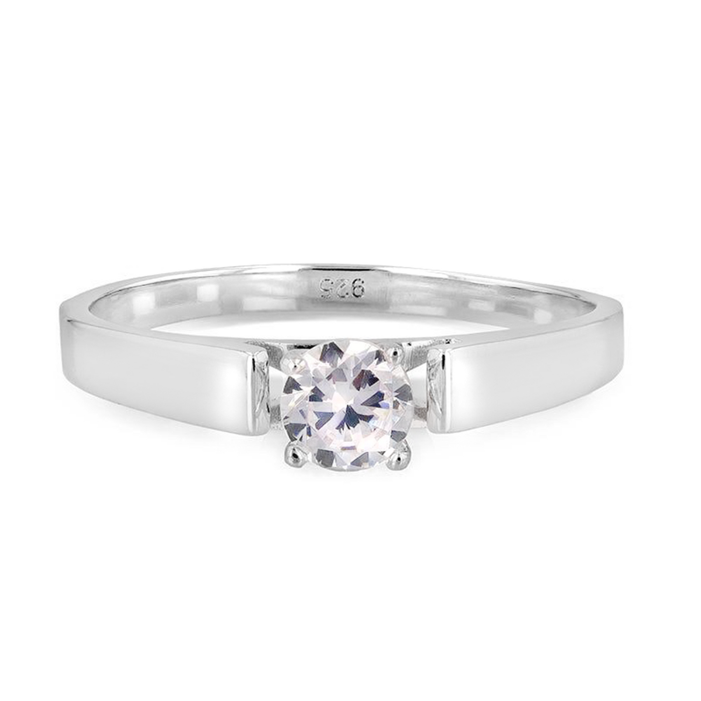 Solitaire Engagement Band with Cubic Zirconium Stone - 2mm