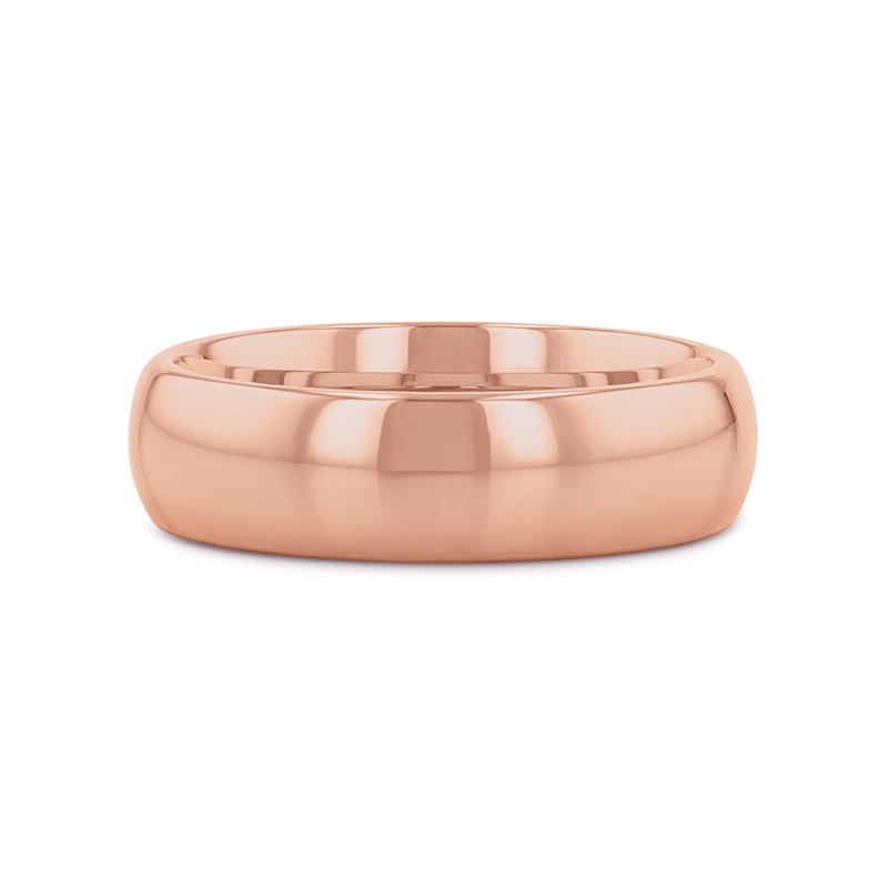 SOL Traditional Domed Rose Gold Plated Tungsten Carbide Wedding Ring - 4mm - 8mm
