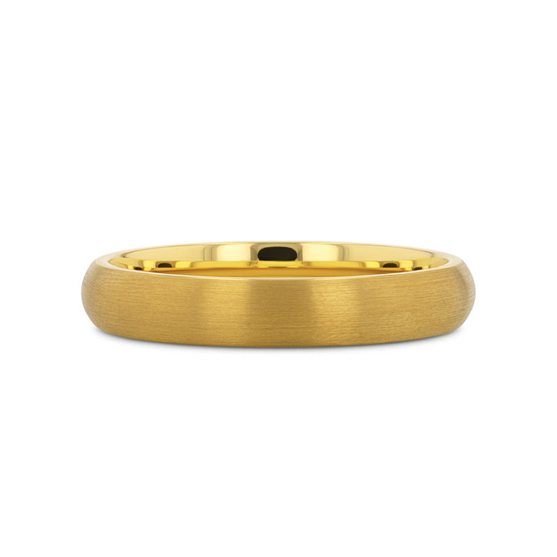 MILLER Gold Plated Tungsten Domed Ring with Brushed Finish - 8mm