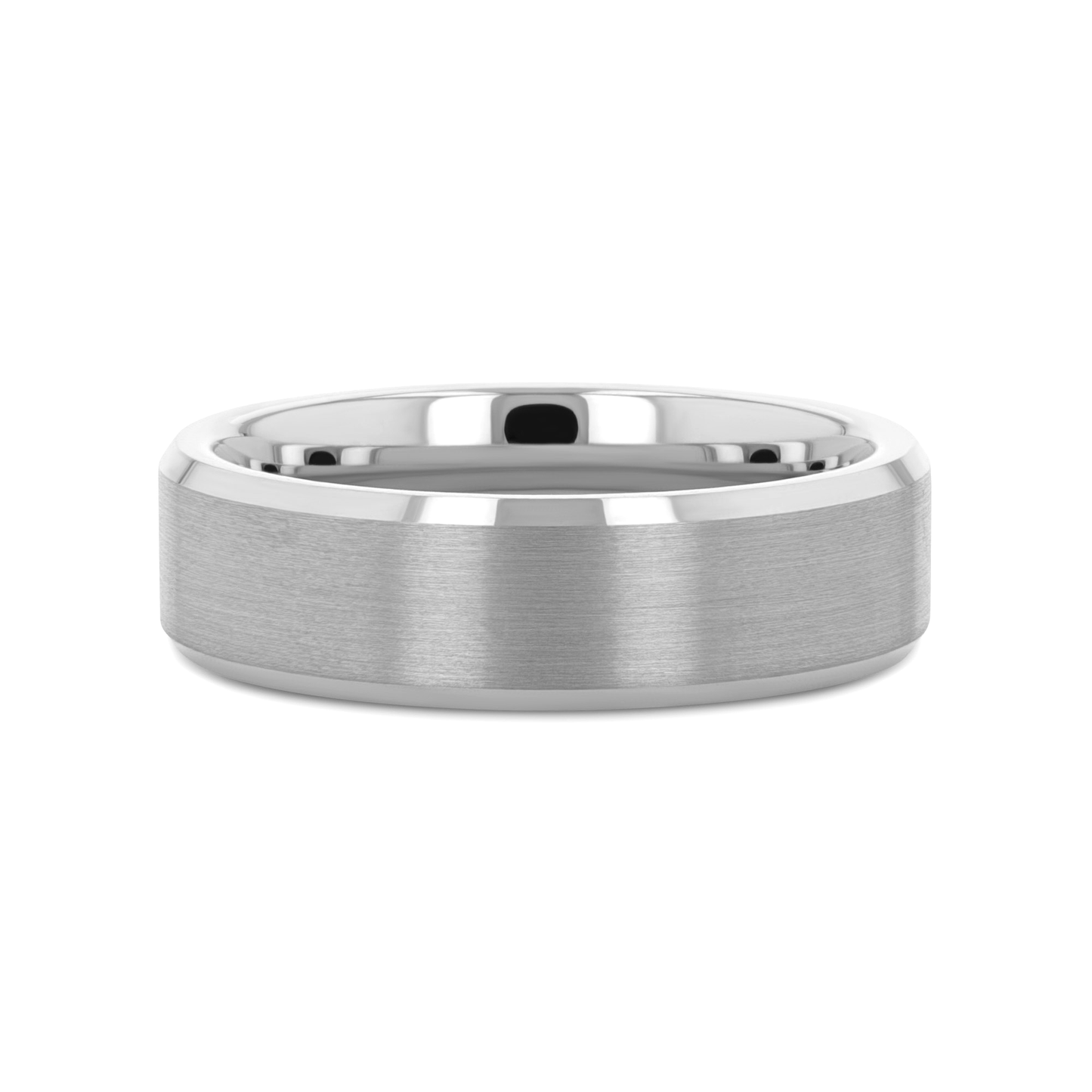 SHEFFIELD Flat Beveled Edges Tungsten Ring with Brushed Center - 4mm - 6mm
