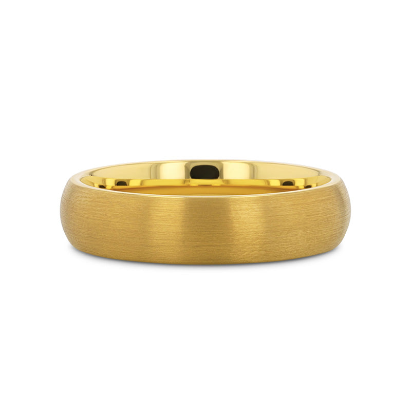 MILLER Gold Plated Tungsten Domed Ring with Brushed Finish - 8mm