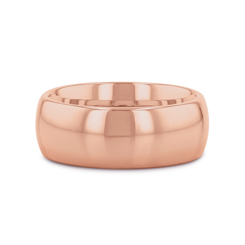 SOL Traditional Domed Rose Gold Plated Tungsten Carbide Wedding Ring - 4mm - 8mm