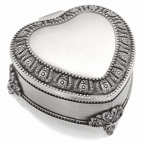 PEWTER-TONE JEWELRY BOX