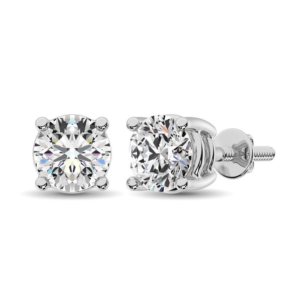 14K White Gold Lab Grown Diamond 1 1/2 Ct.Tw. Solitaire Studs - Larson Jewelers