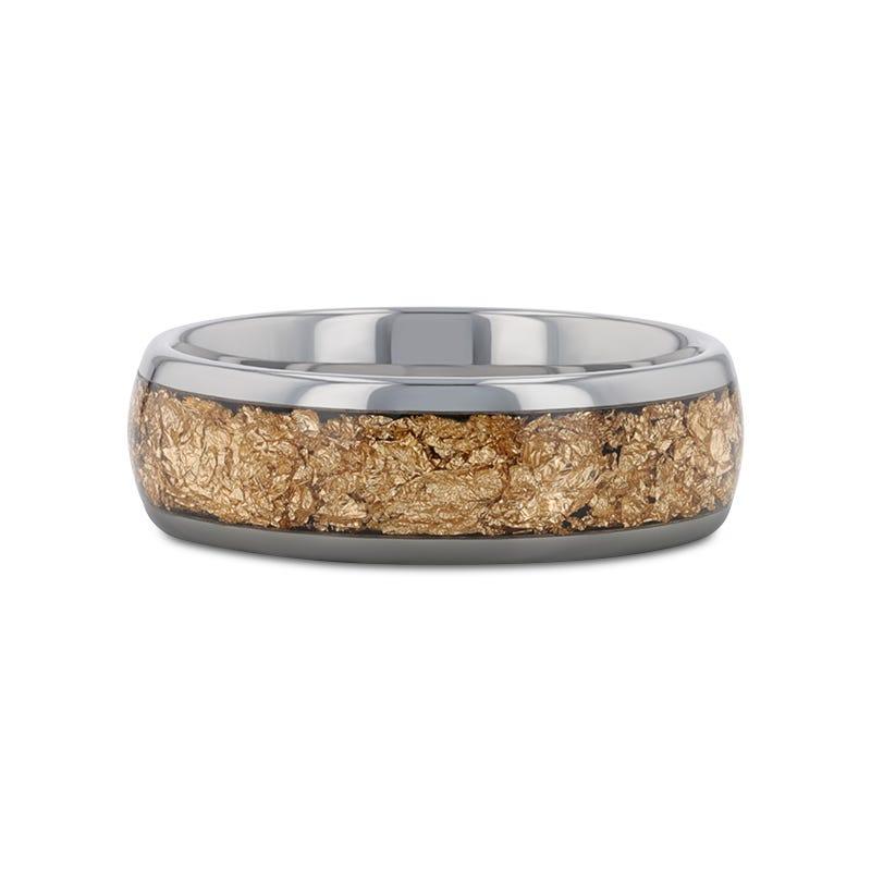 LUXE Tungsten Ring and Decorative Gold Flakes Inlay - 8mm