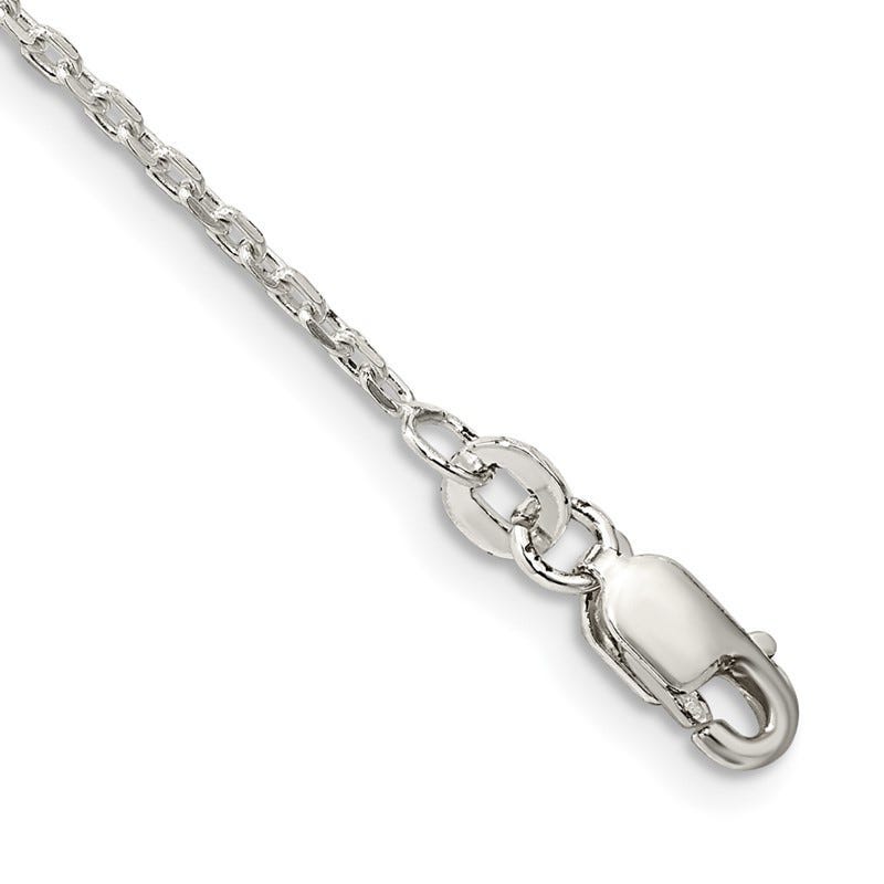 Sterling Silver 1.5mm Beveled Oval Cable Chain Bracelet
