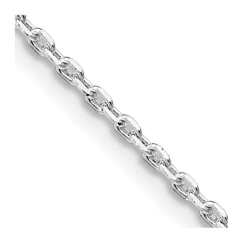 Sterling Silver Rhodium-plated 1.5mm Beveled Oval Cable Chain Necklace