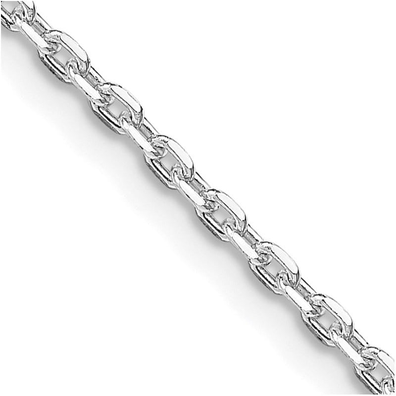 Sterling Silver Rhodium-plated 2mm Beveled Oval Cable Chain Necklace
