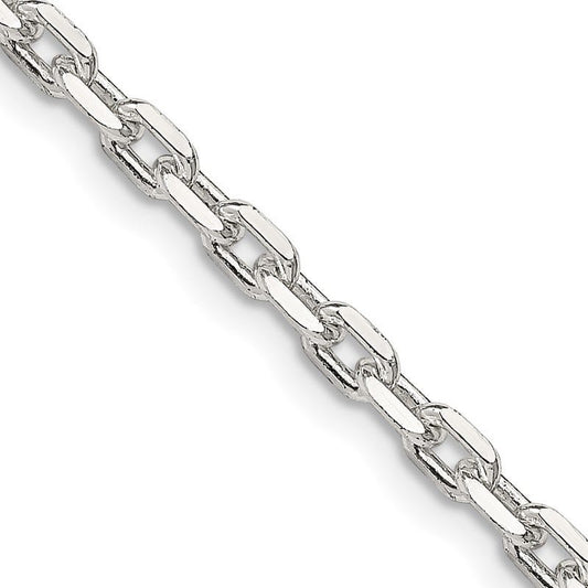 Sterling Silver 3.25mm Beveled Oval Cable Chain Necklace