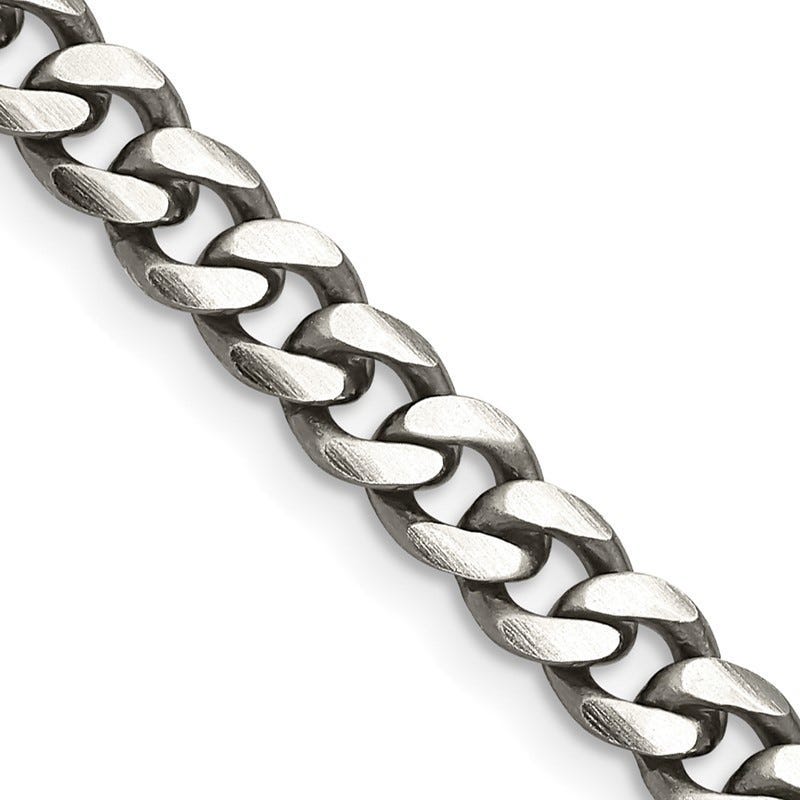 Sterling Silver Antiqued 6mm Curb Chain Necklace